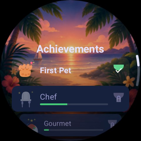 PocketPet achievements screen